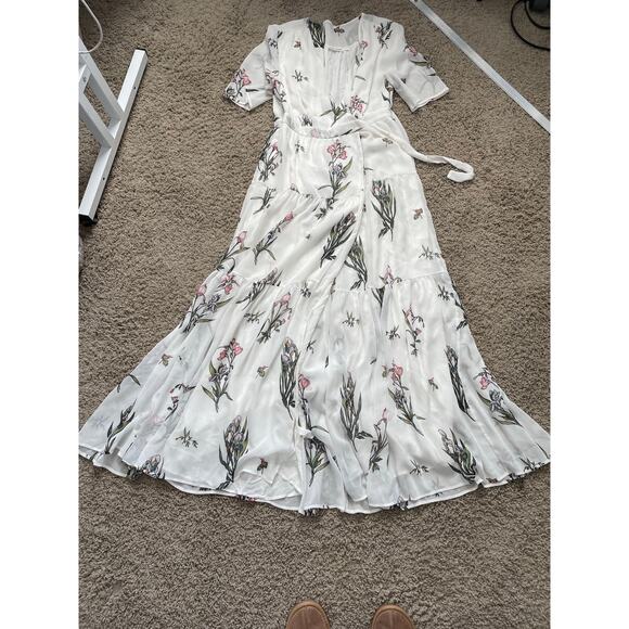 Roller Rabbit Condesa Bouquet Gertrude white floral maxi wrap dress Sz M - Picture 14 of 16